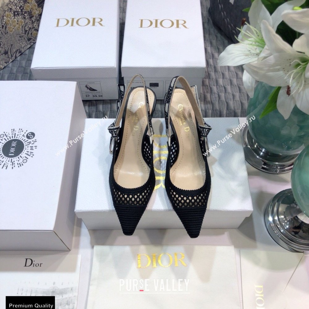 Dior Heel 6.5cm JAdior Slingback Pumps Mesh Embroidery Black 2021 (jincheng-21022559)