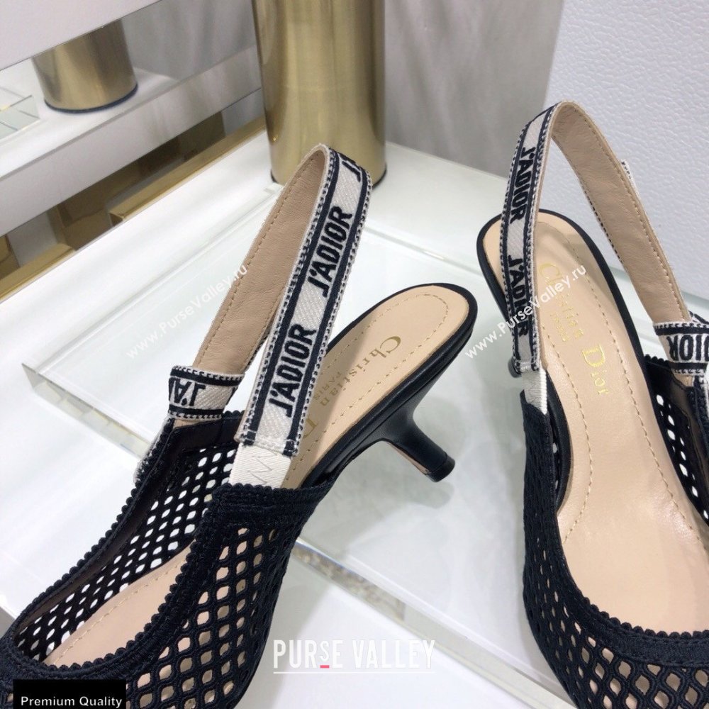 Dior Heel 6.5cm JAdior Slingback Pumps Mesh Embroidery Black 2021 (jincheng-21022559)