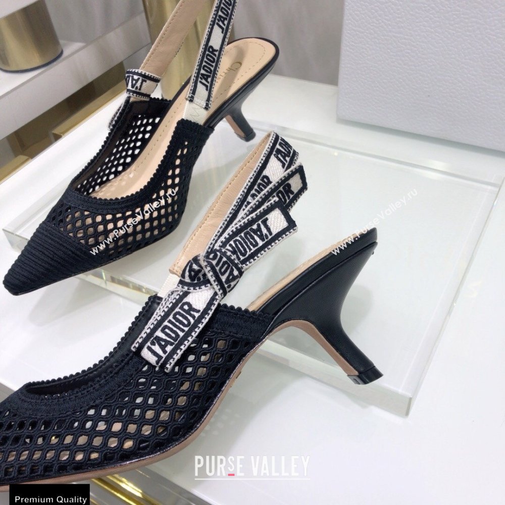 Dior Heel 6.5cm JAdior Slingback Pumps Mesh Embroidery Black 2021 (jincheng-21022559)