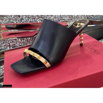 Valentino Sculpted Heel 6.5cm Rockstud Slide Sandals Black/Nude 2021 (modeng-21030352)