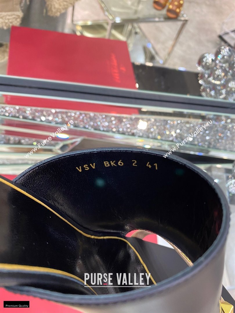 Valentino Sculpted Heel 6.5cm Rockstud Slide Sandals Black/Nude 2021 (modeng-21030352)