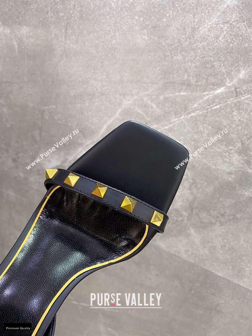 Valentino Sculpted Heel 6.5cm Rockstud Sandals Black 2021 (modeng-21030340)