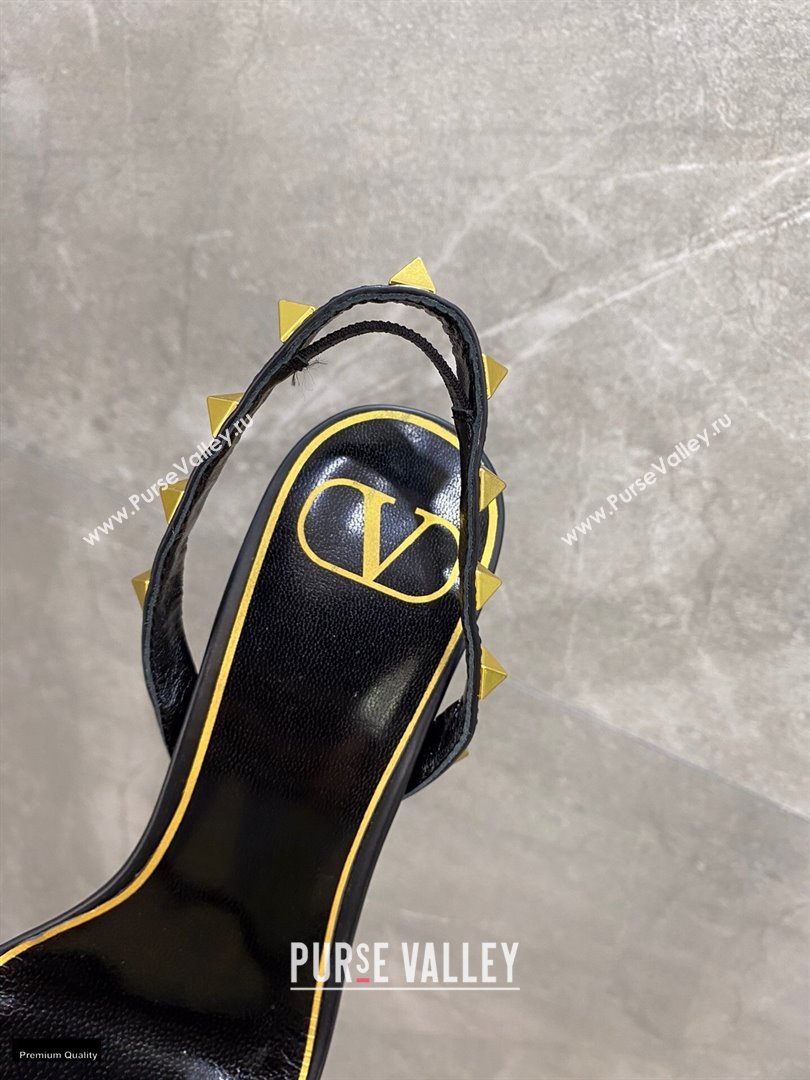 Valentino Sculpted Heel 6.5cm Rockstud Sandals Black 2021 (modeng-21030340)