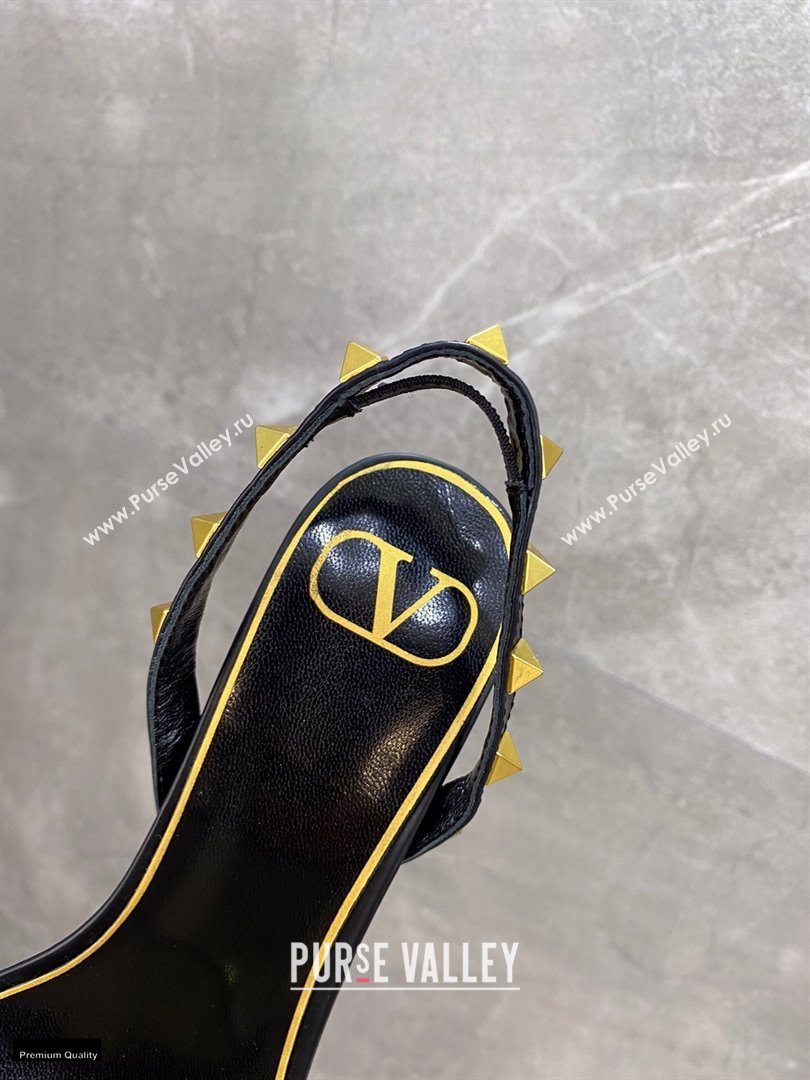 Valentino Sculpted Heel 6.5cm Rockstud Sandals Black/White 2021 (modeng-21030341)