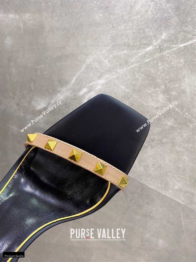 Valentino Sculpted Heel 6.5cm Rockstud Sandals Black/Nude 2021 (modeng-21030342)