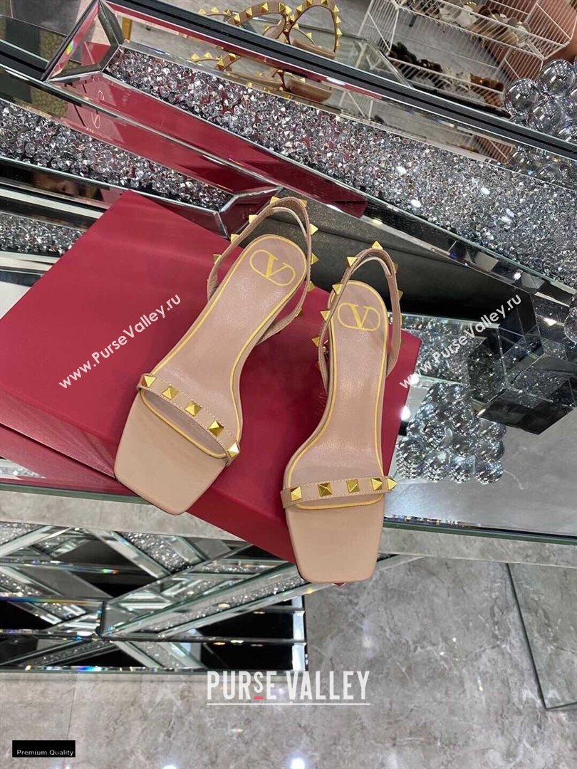 Valentino Sculpted Heel 6.5cm Rockstud Sandals Nude 2021 (modeng-21030343)