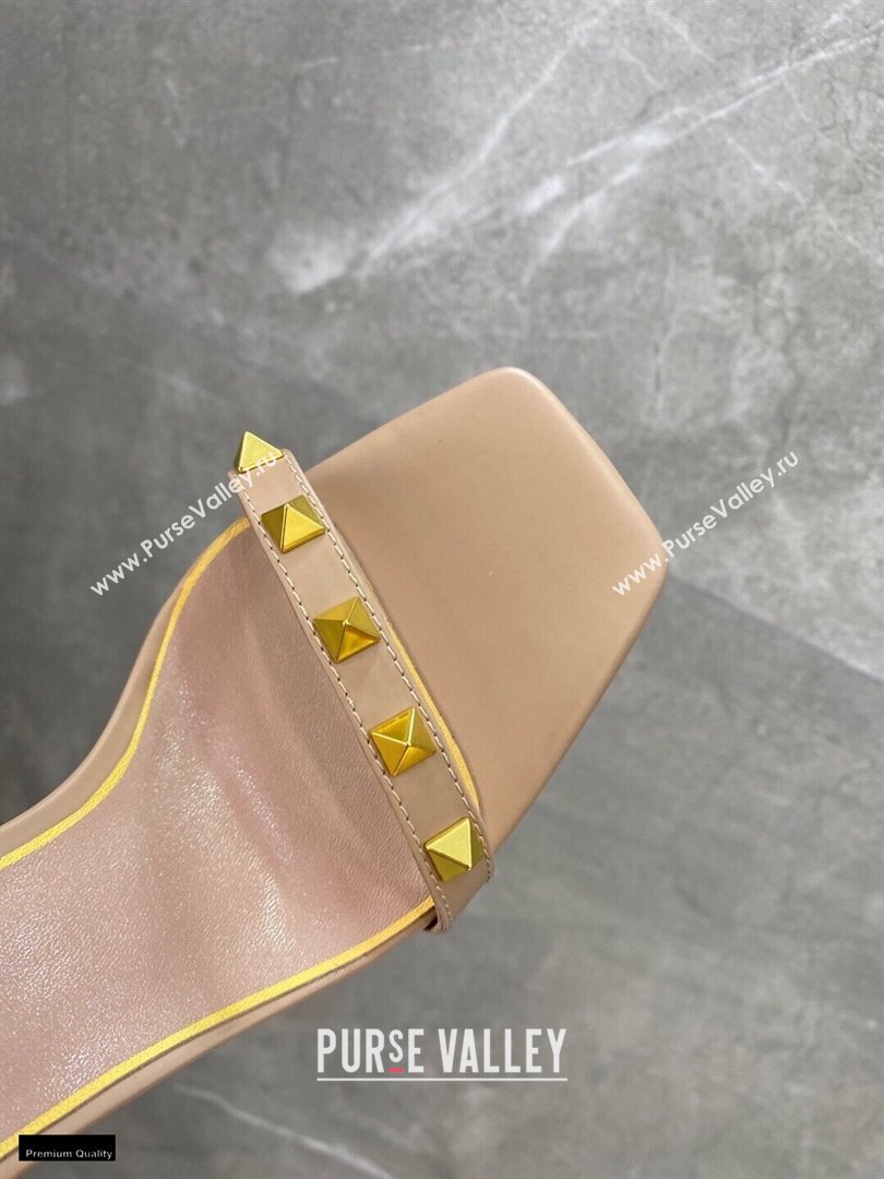 Valentino Sculpted Heel 6.5cm Rockstud Sandals Nude 2021 (modeng-21030343)