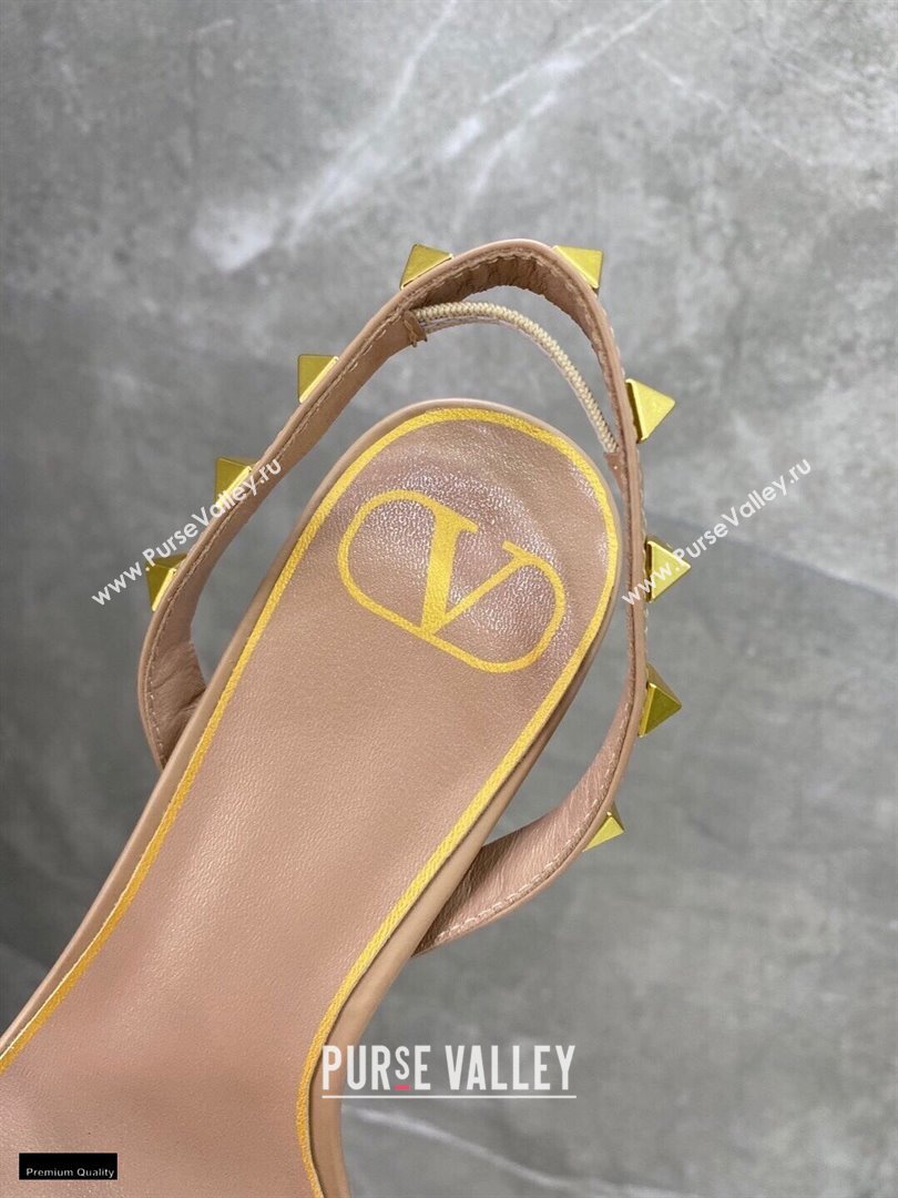 Valentino Sculpted Heel 6.5cm Rockstud Sandals Nude 2021 (modeng-21030343)