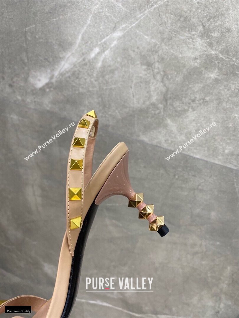 Valentino Sculpted Heel 6.5cm Rockstud Sandals Nude 2021 (modeng-21030343)