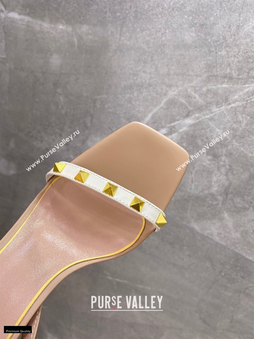 Valentino Sculpted Heel 6.5cm Rockstud Sandals Nude/White 2021 (modeng-21030345)