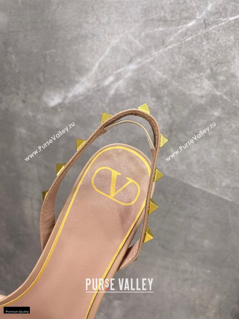 Valentino Sculpted Heel 6.5cm Rockstud Sandals Nude/White 2021 (modeng-21030345)