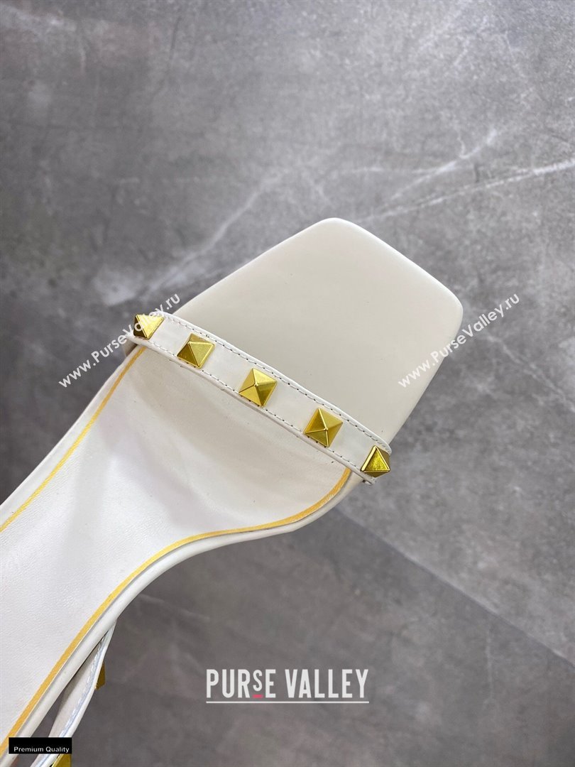 Valentino Sculpted Heel 6.5cm Rockstud Sandals White 2021 (modeng-21030346)