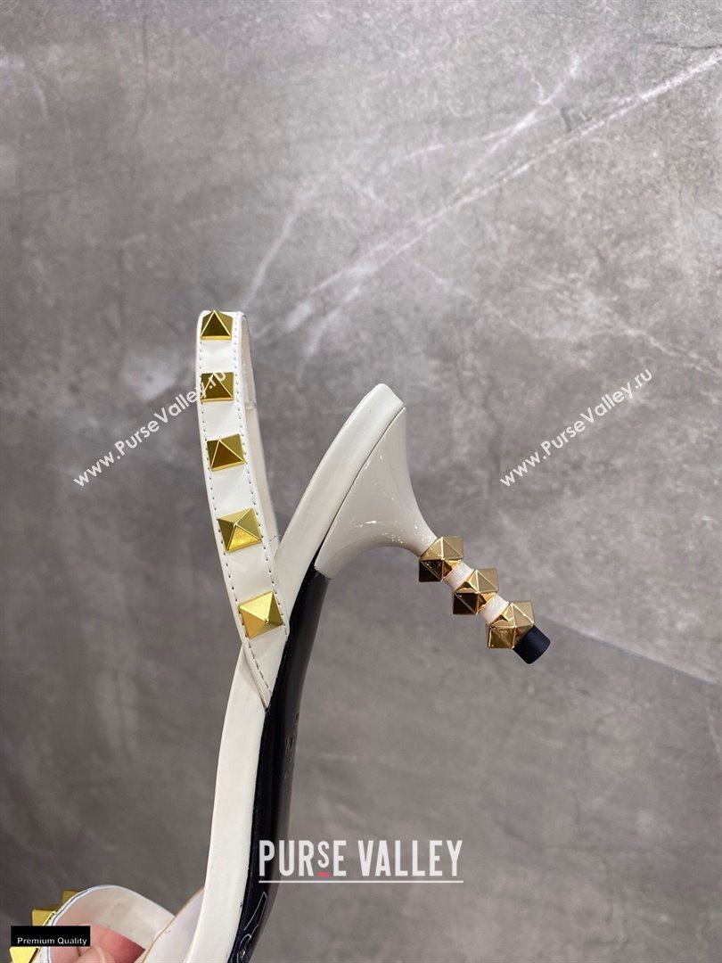 Valentino Sculpted Heel 6.5cm Rockstud Sandals White 2021 (modeng-21030346)