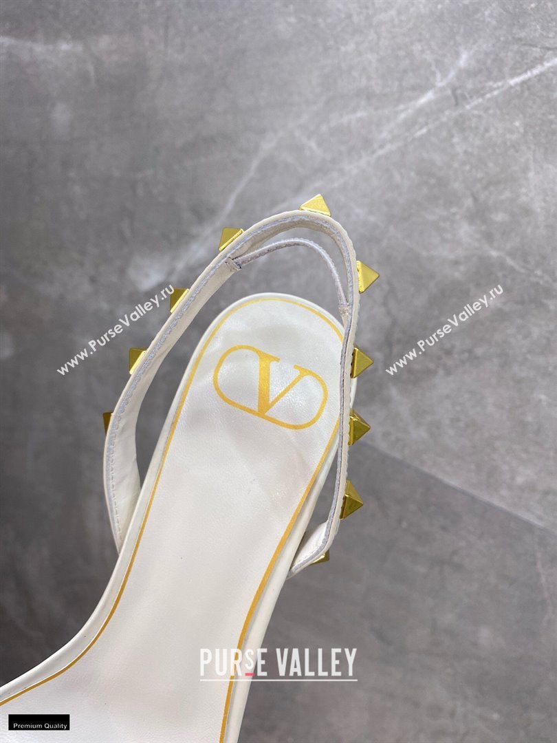 Valentino Sculpted Heel 6.5cm Rockstud Sandals White/Nude 2021 (modeng-21030348)