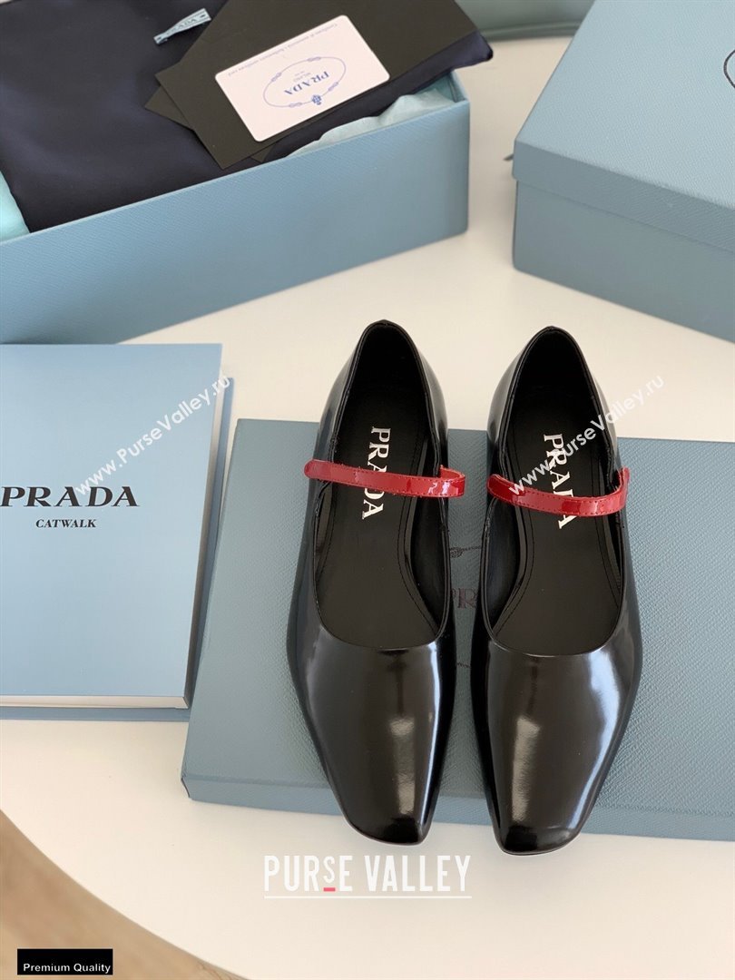 Prada Brushed Leather Mary Jane Flats Black 2021 (nono-21030410)