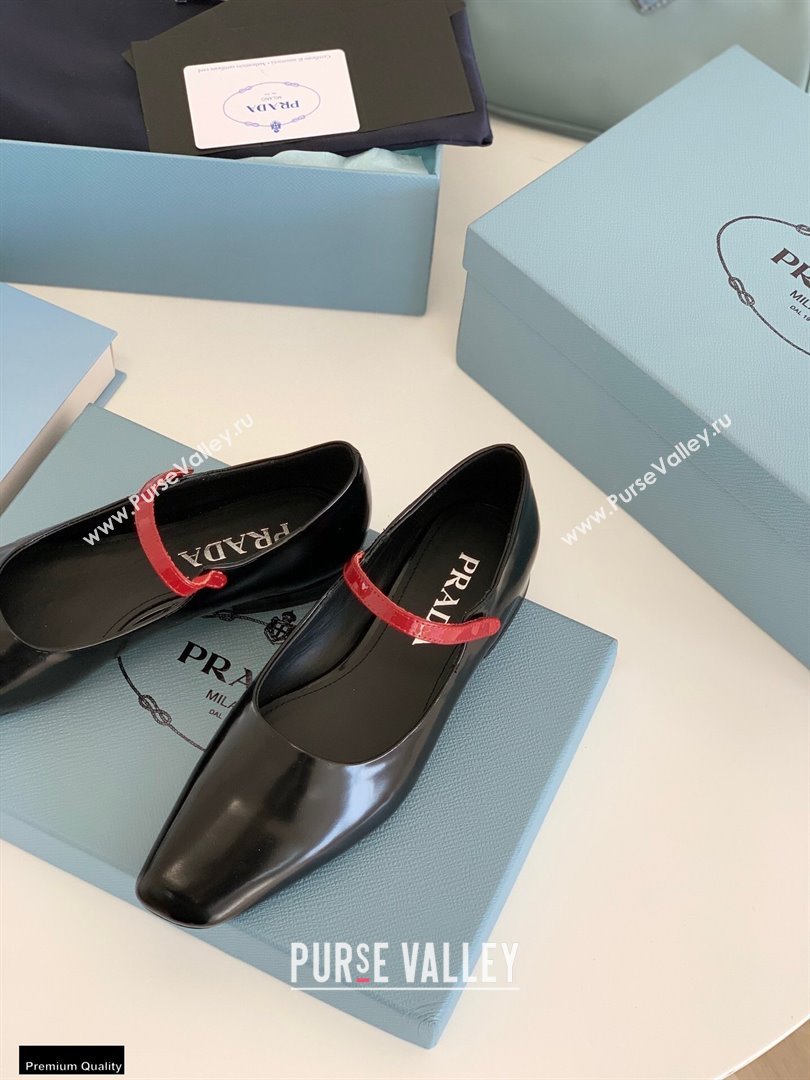 Prada Brushed Leather Mary Jane Flats Black 2021 (nono-21030410)