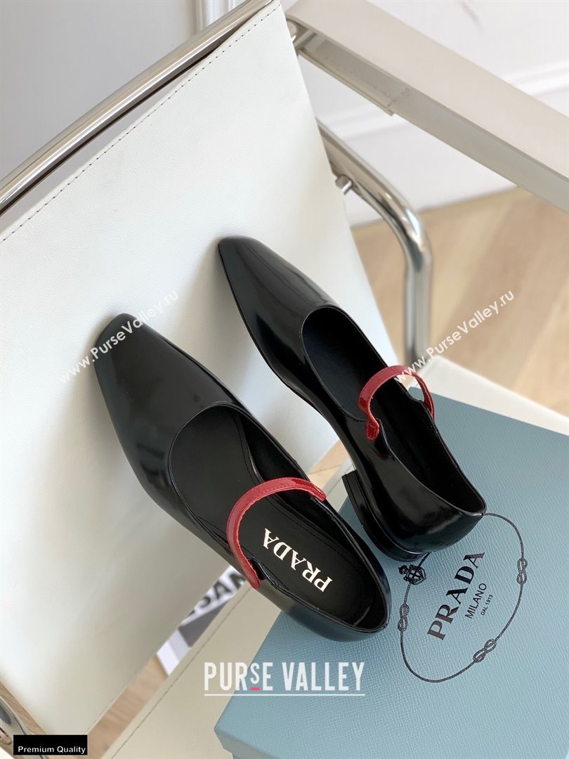 Prada Brushed Leather Mary Jane Flats Black 2021 (nono-21030410)