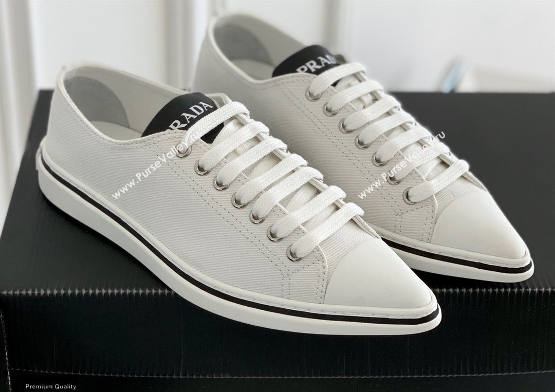 Prada Logo Canvas Sneakers White 2021 (nono-21030413)