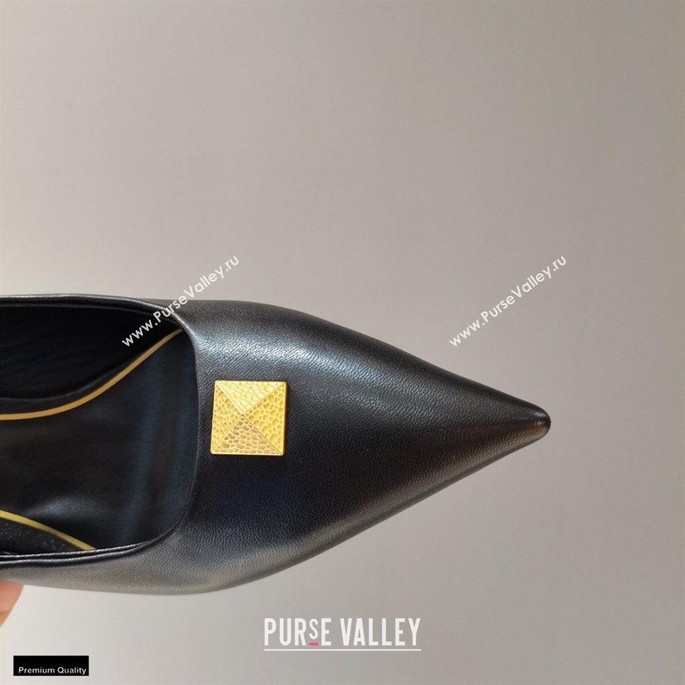 Valentino Heel 6.5cm Calfskin Roman Maxi Stud Mules Black 2021 (modeng-21030335)