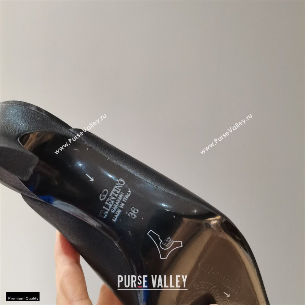 Valentino Heel 6.5cm Calfskin Roman Maxi Stud Mules Black 2021 (modeng-21030335)