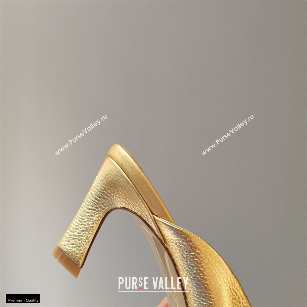 Valentino Heel 6.5cm Calfskin Roman Maxi Stud Mules Gold 2021 (modeng-21030339)