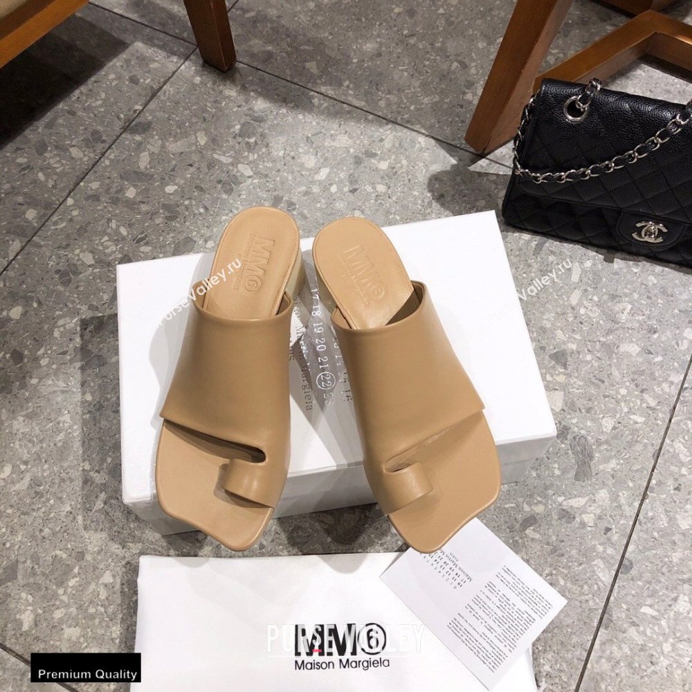 Maison Margiela MM6 Leather Thong Mules Apricot 2021 (modeng-21030422)