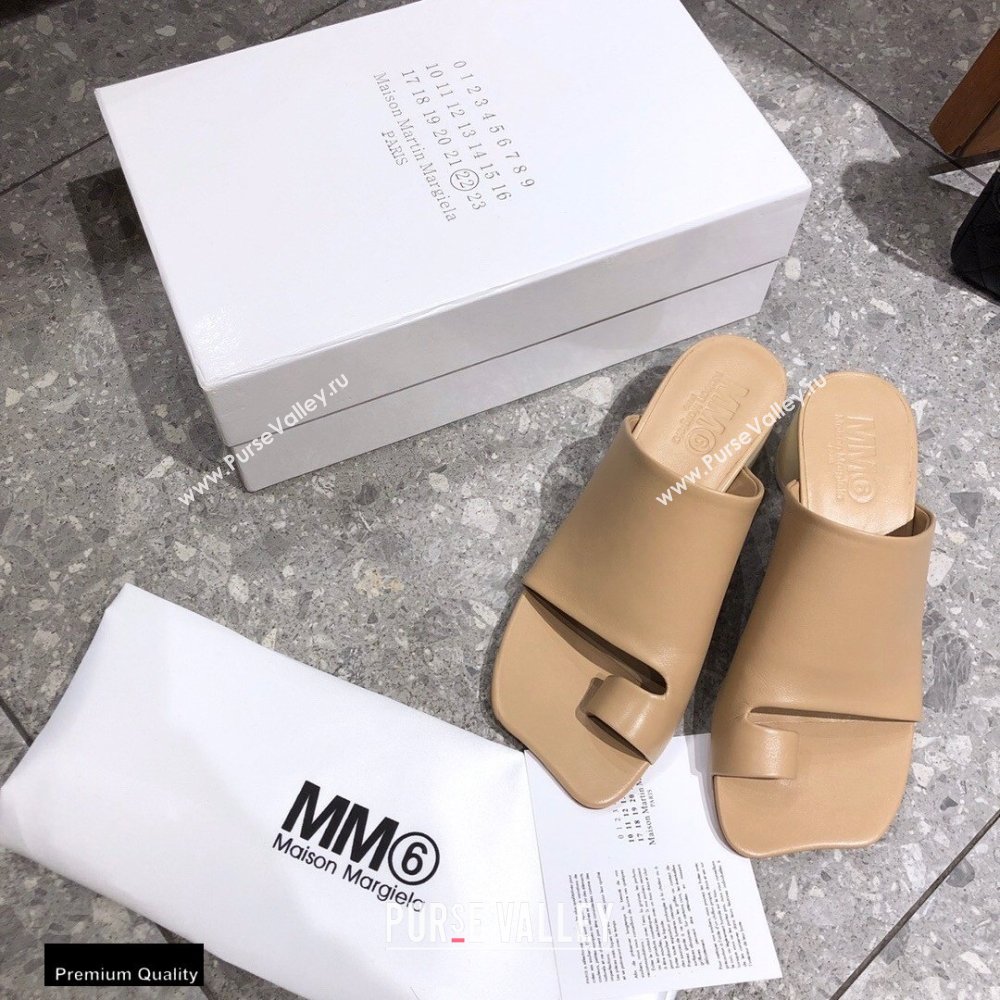 Maison Margiela MM6 Leather Thong Mules Apricot 2021 (modeng-21030422)