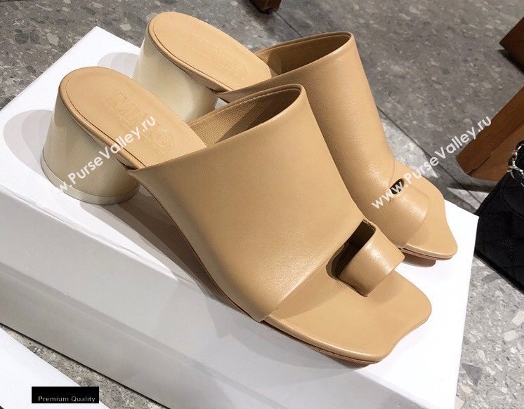 Maison Margiela MM6 Leather Thong Mules Apricot 2021 (modeng-21030422)