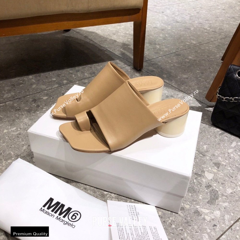 Maison Margiela MM6 Leather Thong Mules Apricot 2021 (modeng-21030422)