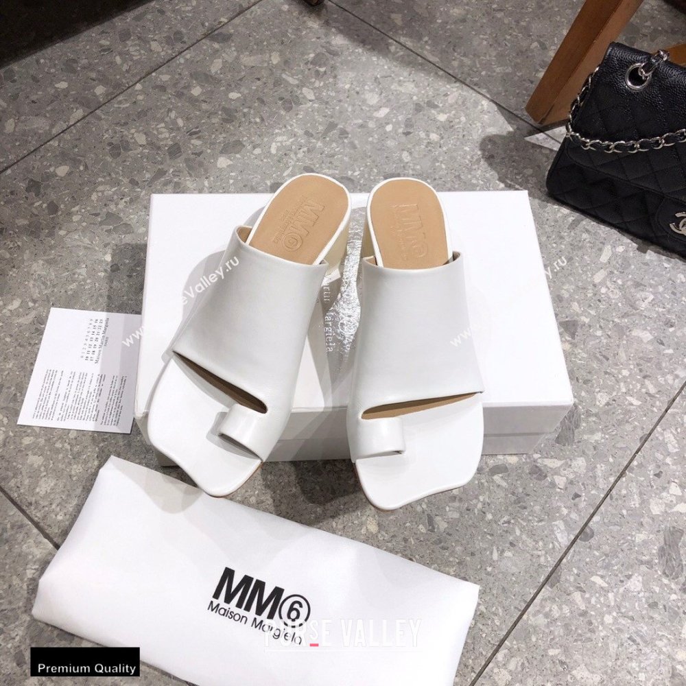Maison Margiela MM6 Leather Thong Mules White 2021 (modeng-21030421)