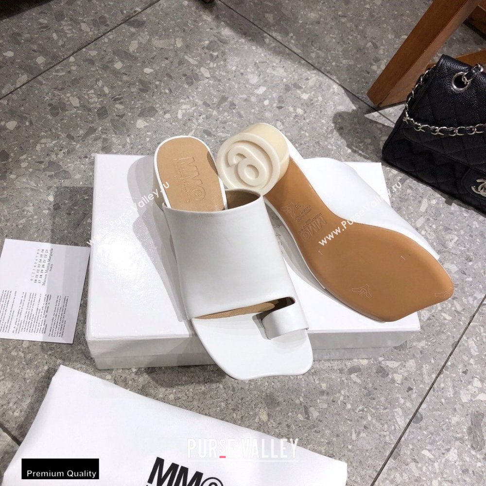 Maison Margiela MM6 Leather Thong Mules White 2021 (modeng-21030421)