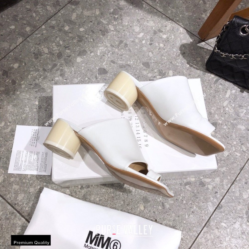 Maison Margiela MM6 Leather Thong Mules White 2021 (modeng-21030421)