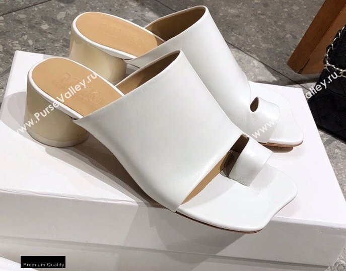 Maison Margiela MM6 Leather Thong Mules White 2021 (modeng-21030421)