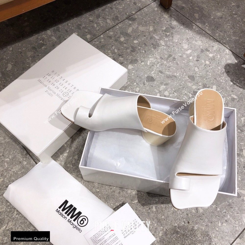 Maison Margiela MM6 Leather Thong Mules White 2021 (modeng-21030421)