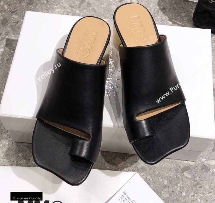 Maison Margiela MM6 Leather Thong Mules Black 2021 (modeng-21030420)