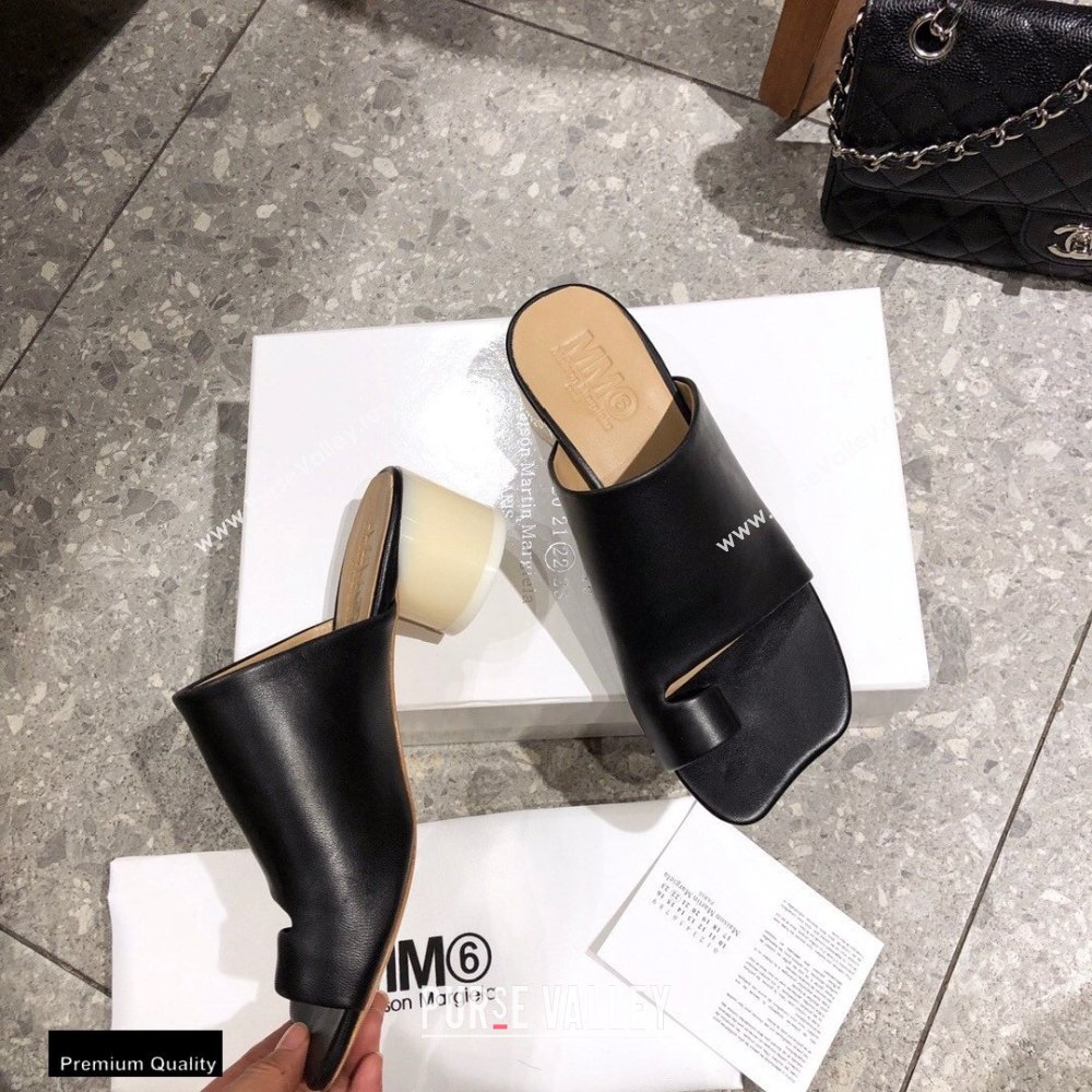 Maison Margiela MM6 Leather Thong Mules Black 2021 (modeng-21030420)