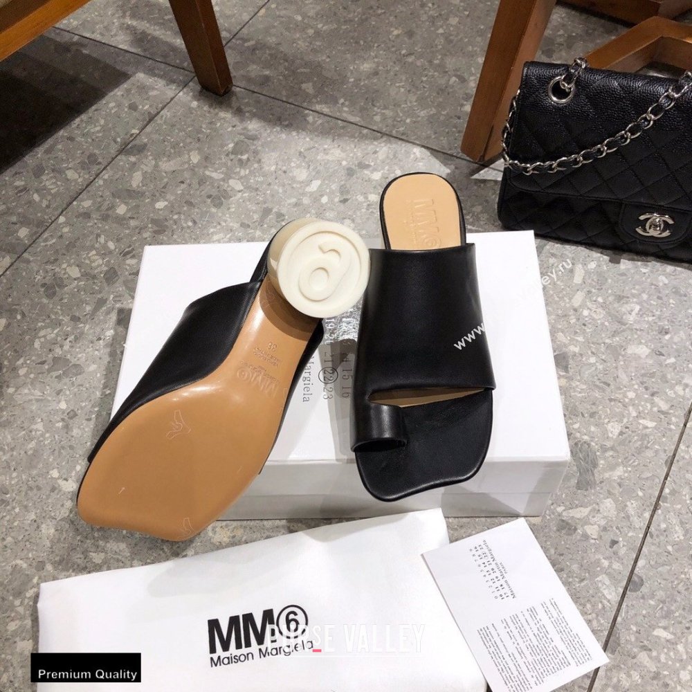 Maison Margiela MM6 Leather Thong Mules Black 2021 (modeng-21030420)