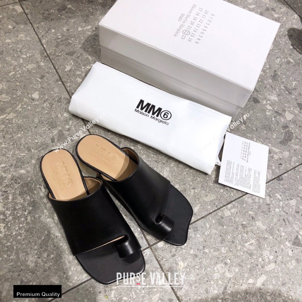 Maison Margiela MM6 Leather Thong Mules Black 2021 (modeng-21030420)