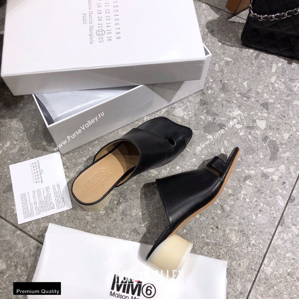 Maison Margiela MM6 Leather Thong Mules Black 2021 (modeng-21030420)