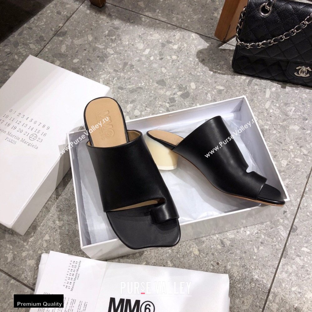 Maison Margiela MM6 Leather Thong Mules Black 2021 (modeng-21030420)