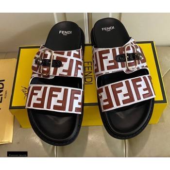 Fendi FF Leather Flat Slides Sandals with Double Band 01 2021 (modeng-21030455)