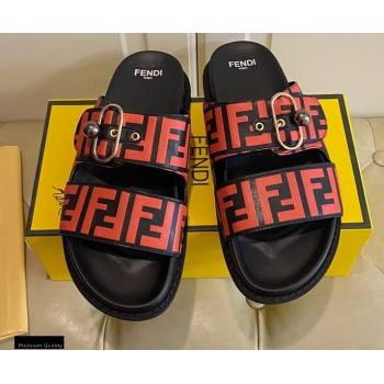 Fendi FF Leather Flat Slides Sandals with Double Band 04 2021 (modeng-21030458)