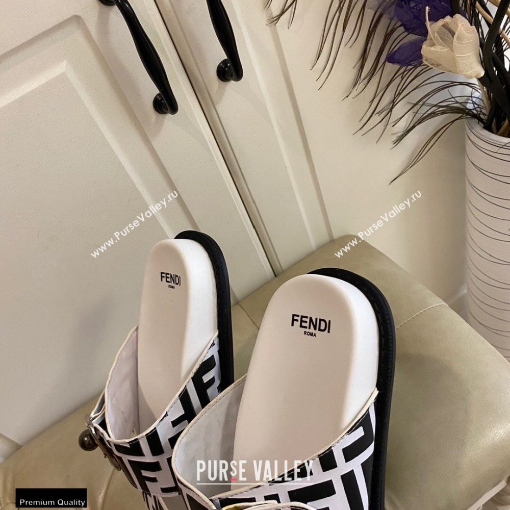 Fendi FF Leather Flat Slides Sandals with Double Band 03 2021 (modeng-21030457)