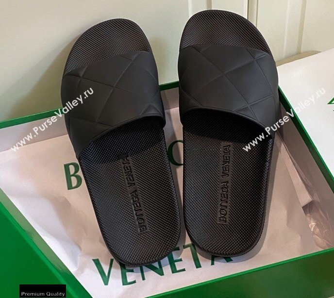 Bottega Veneta The SLIDER Rubber Slides Sandals Black 2021 (modeng-21030201)