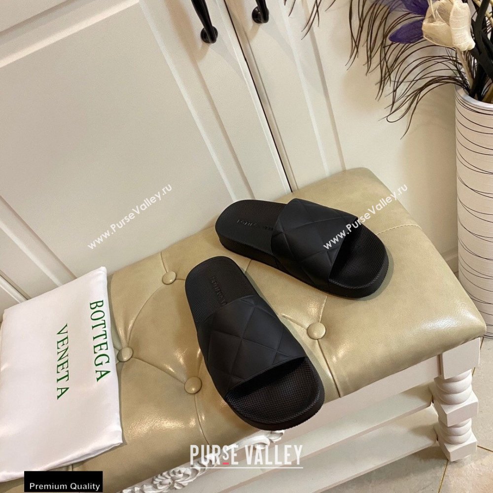 Bottega Veneta The SLIDER Rubber Slides Sandals Black 2021 (modeng-21030201)