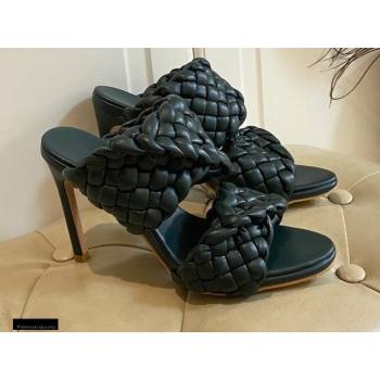 Bottega Veneta Heel 11cm The Curve Mules Sandals Dark Green with Twisted Intrecciato Leather Straps 2021 (modeng-21030302)