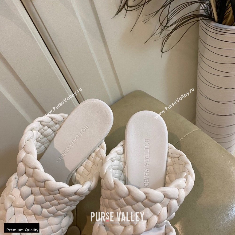 Bottega Veneta Heel 11cm The Curve Mules Sandals White with Twisted Intrecciato Leather Straps 2021 (modeng-21030303)