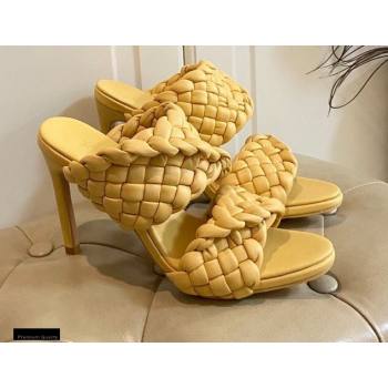 Bottega Veneta Heel 11cm The Curve Mules Sandals Yellow with Twisted Intrecciato Leather Straps 2021 (modeng-21030304)