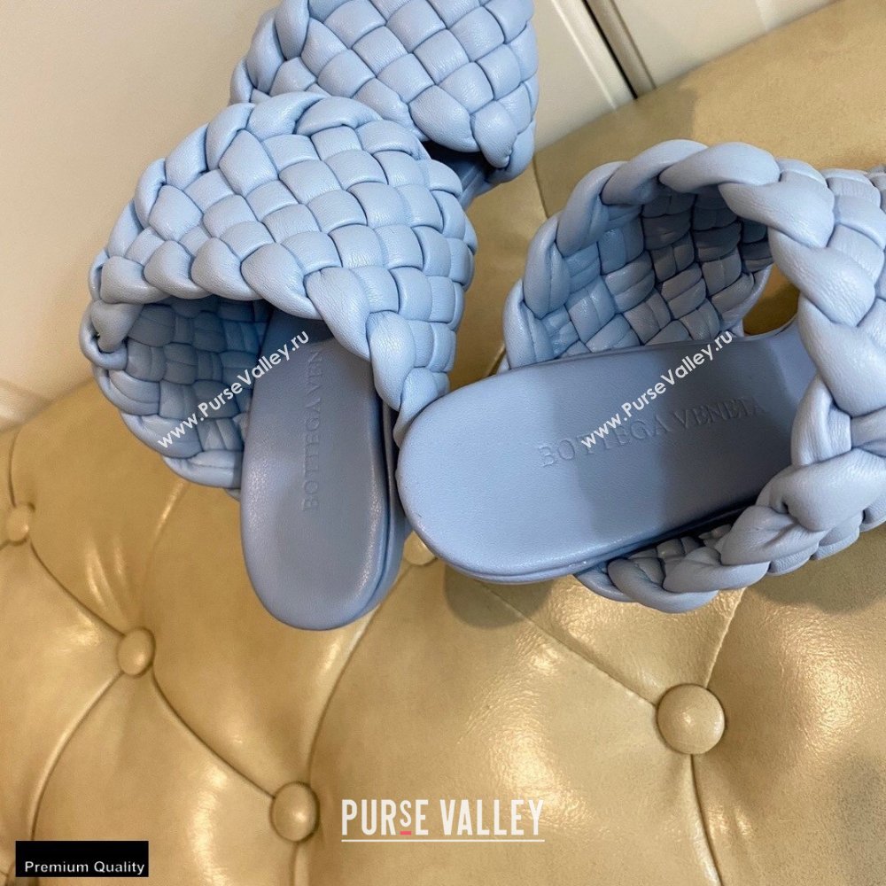 Bottega Veneta Heel 11cm The Curve Mules Sandals Sky Blue with Twisted Intrecciato Leather Straps 2021 (modeng-21030305)
