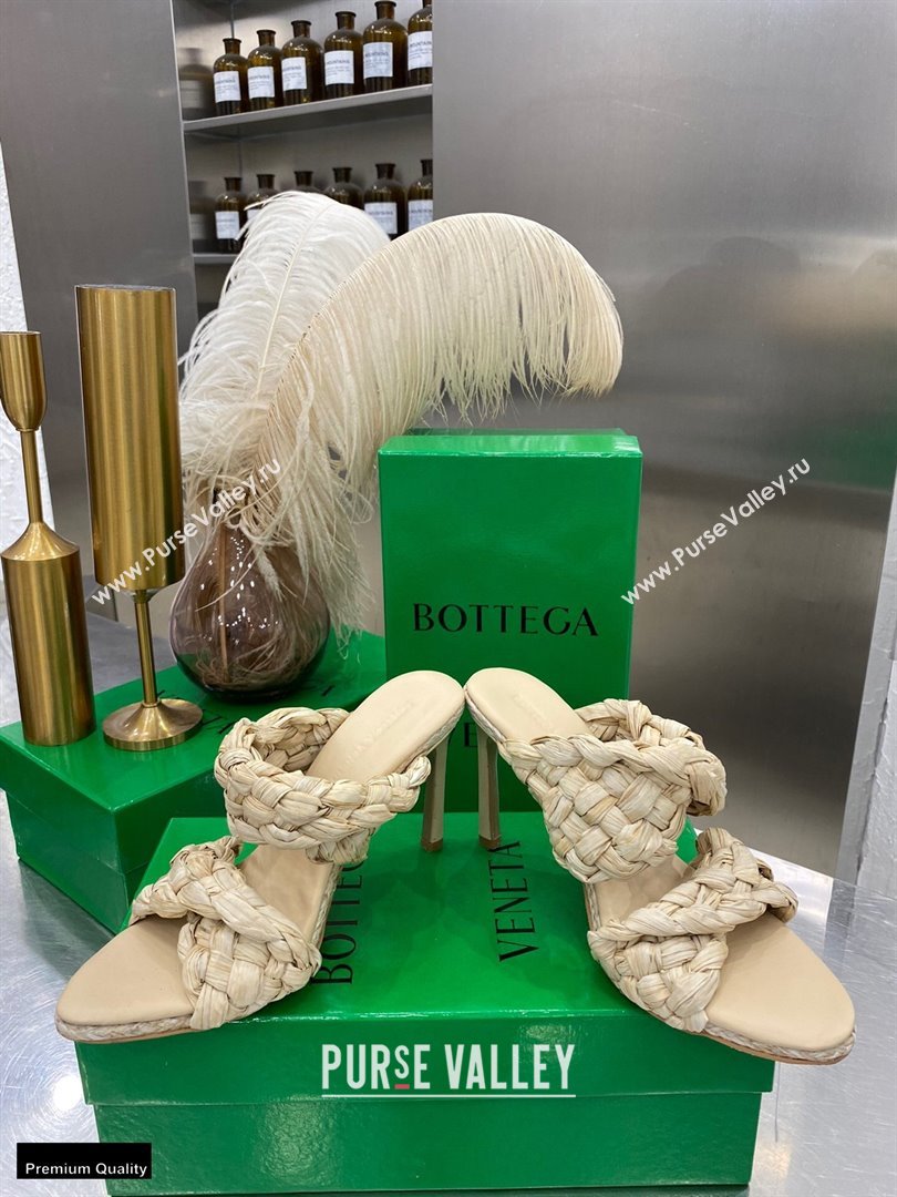 Bottega Veneta The Curve Mules Sandals Nude with Twisted Intrecciato Raffia Straps 2021 (modeng-21030306)